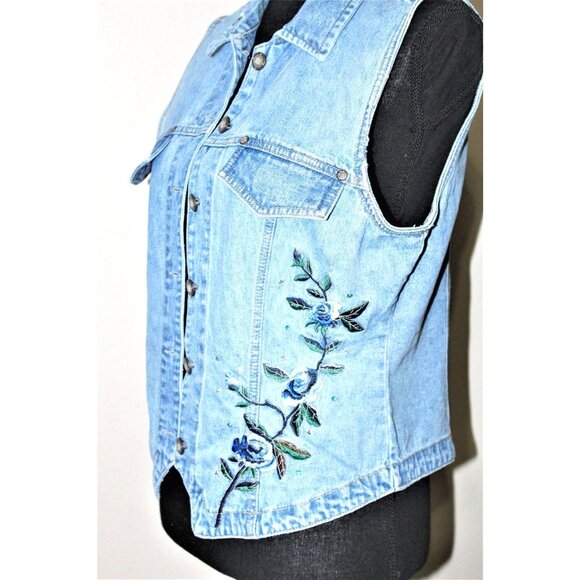 BILL BLASS JEANS embroidered vest M - Picture 1 of 8